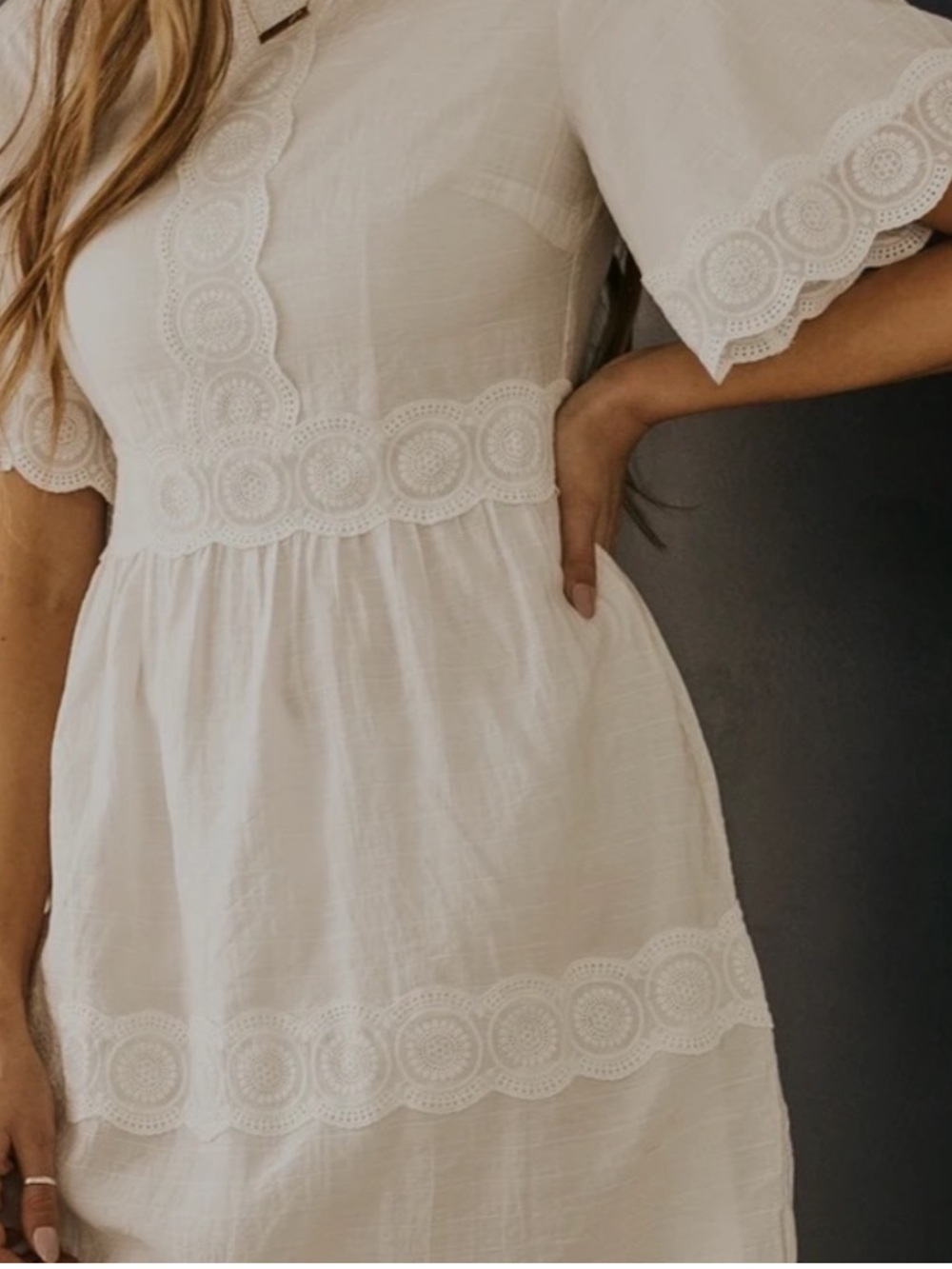 Roolee Side Of Love White Lace Dress. Size XS.